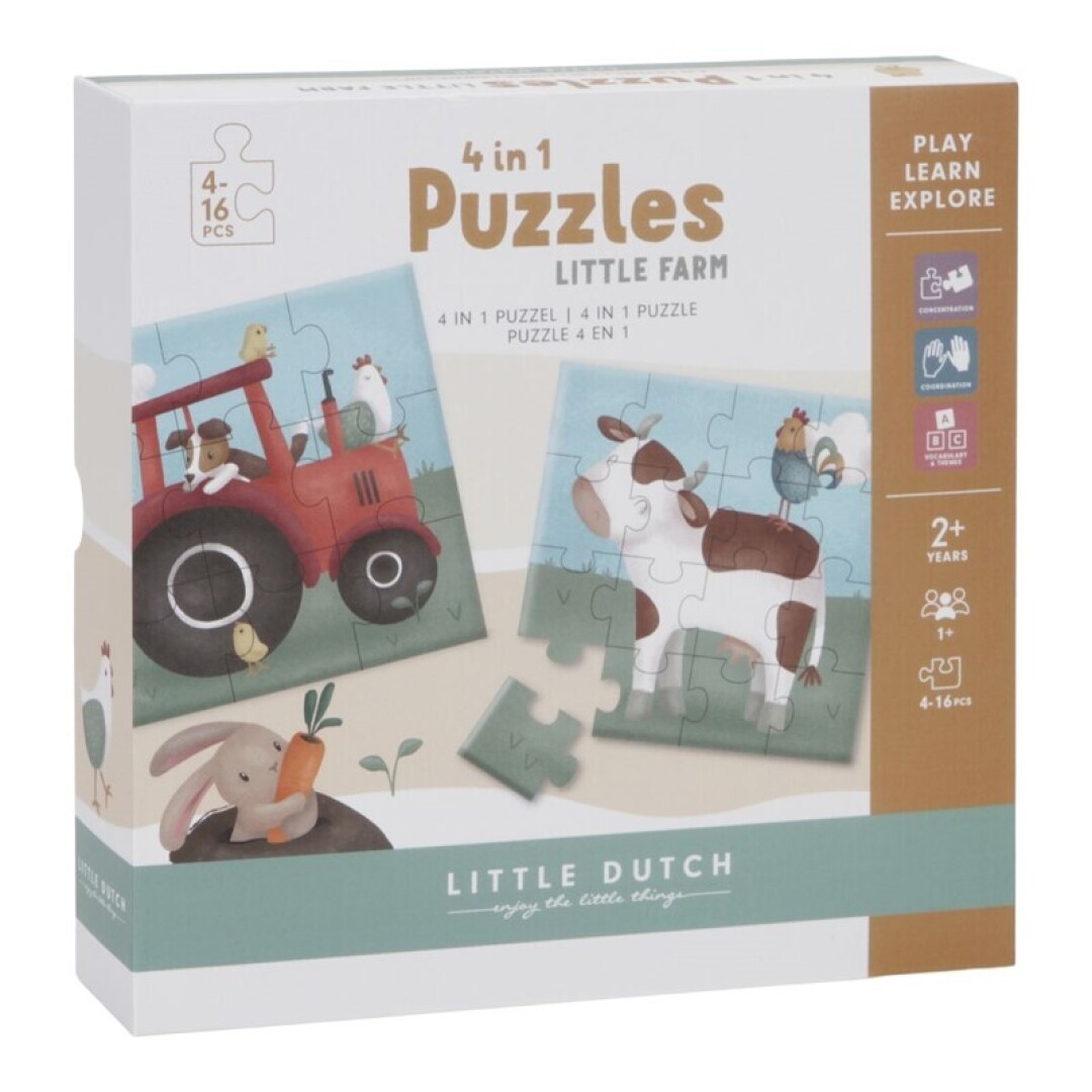 LITTLE DUTCH PUZZLE 4 EN 1 GRANJA